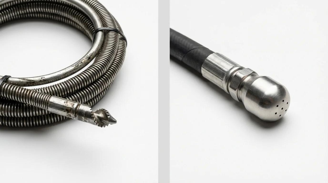Drain snake cable and hydro jetting nozzle used for drain cleaning in Cody, WY