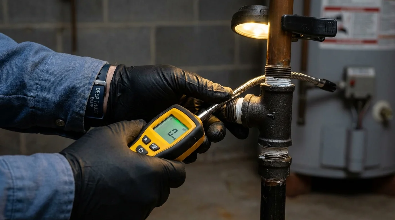 Gas leak detection with electronic sniffer by Johns Plumbing LLC in Cody