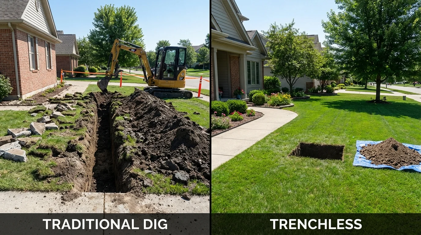 Trenchless sewer repair with minimal yard damage versus traditional excavation in Cody, WY